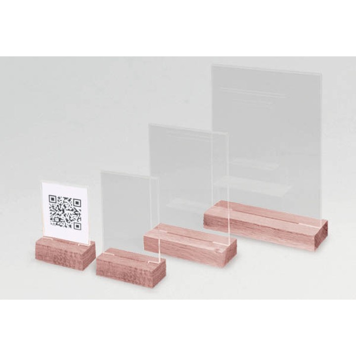 Porte-visuel droit 2 faces A4 — Chêne + acrylique - photo principale