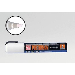 Feutre craie Posterman Wet Wipe pointe biseautée 6 mm — Blanc (lot de 12) - photo principale