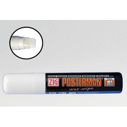 Feutre craie Posterman Wet Wipe pointe rectangulaire 15 mm — Blanc (lot de 6) - photo principale