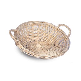 Panier rond incliné osier naturel avec poignée — 460 mm - photo principale